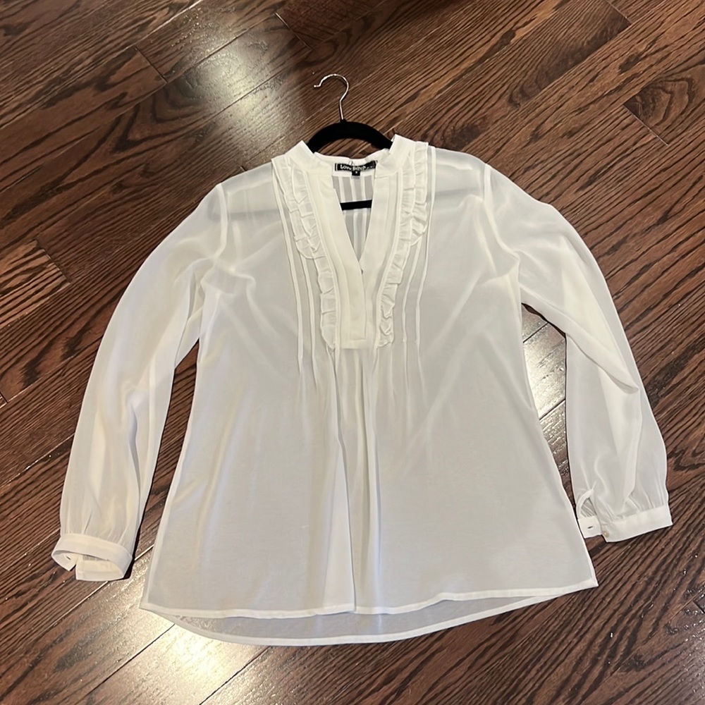 Love stitch sheer cream blouse